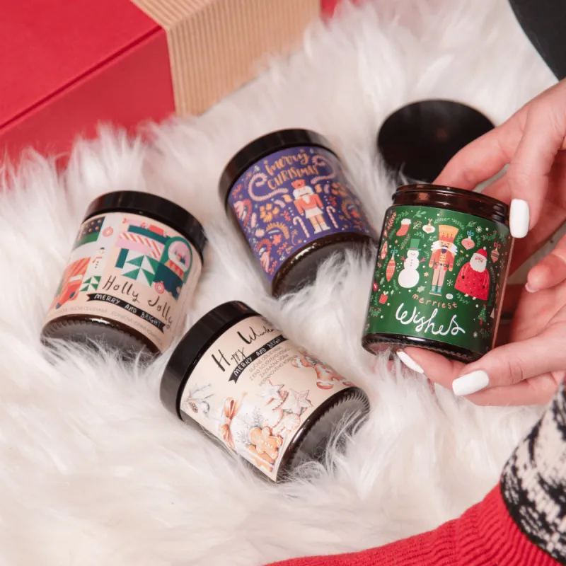 Holly Jolly - limitovaná zdravá eko sójová svíčka ve skle